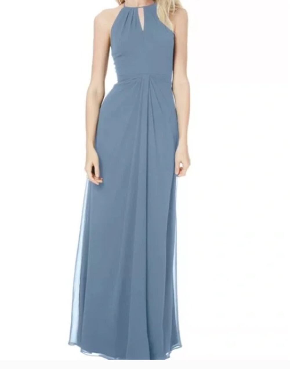 Levkoff Size 4 Dress Maxi Formal Slate Blue Sweetheart keyhole Sleeveless NEW